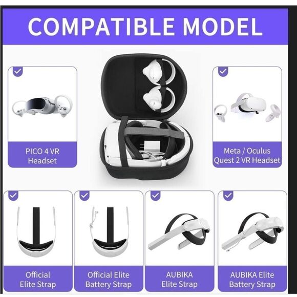 Yinke Carrying Case for Meta Quest 3/Oculus Quest 2/Pico 4 VR Headset. NWT - Picture 5 of 6